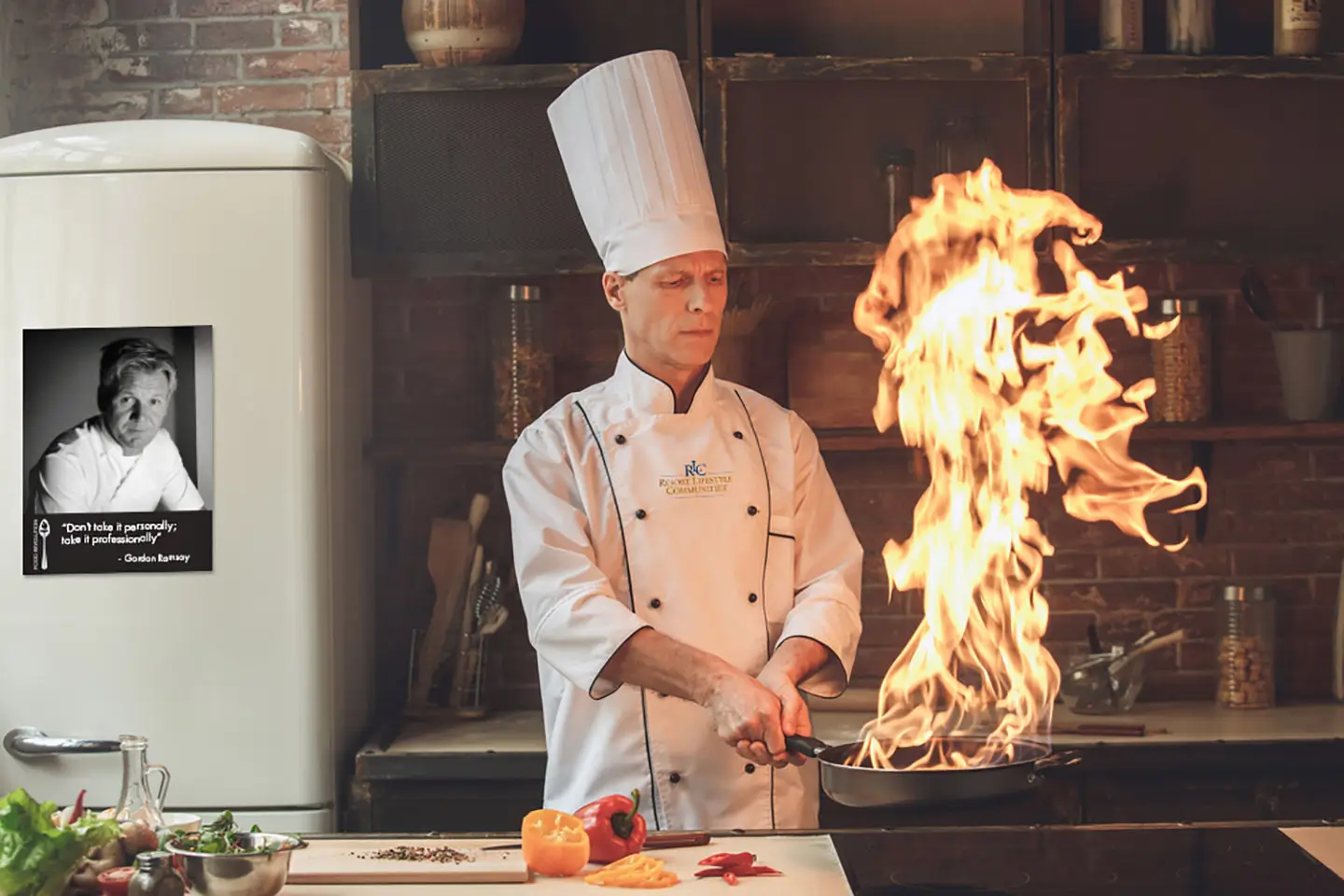 Culinary chef cooking a main dish