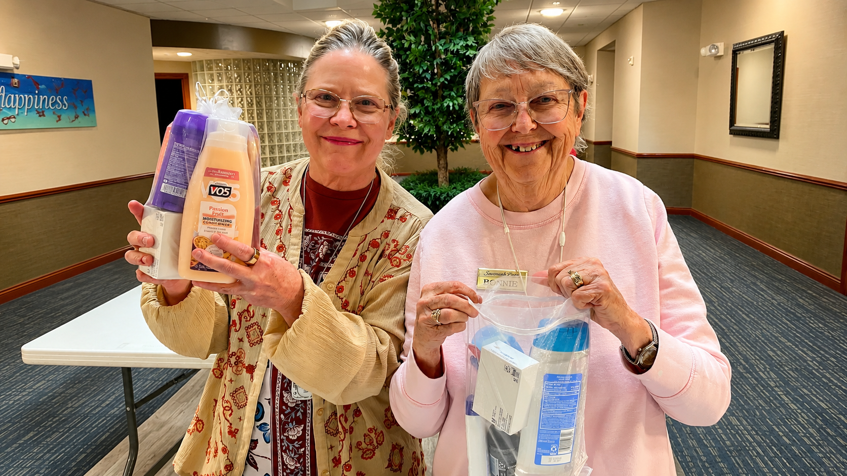 Savannah Pines residents and Resort Lifestyle Communities employees assemble care packages for Voices of Hope in Lincoln, Nebraska.