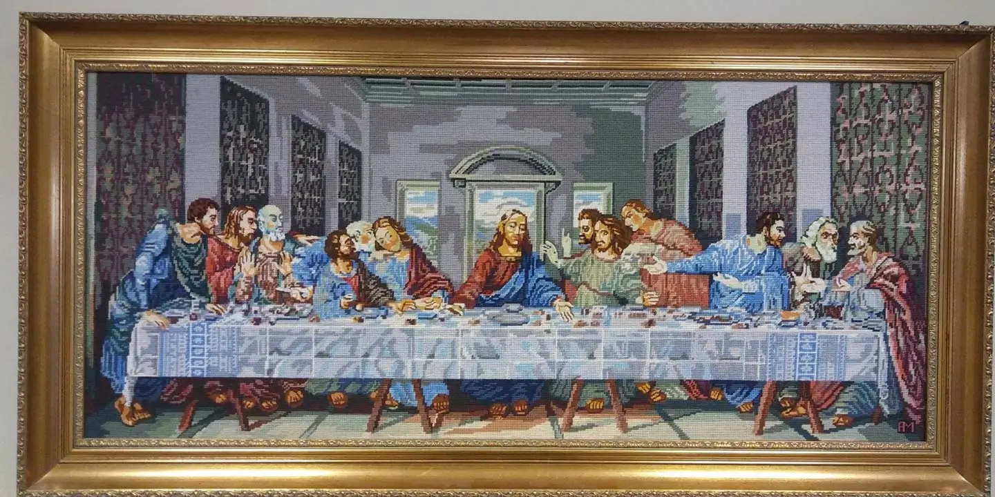 A religious sowing of Jesus and the twelve disciples at the Last Supper.