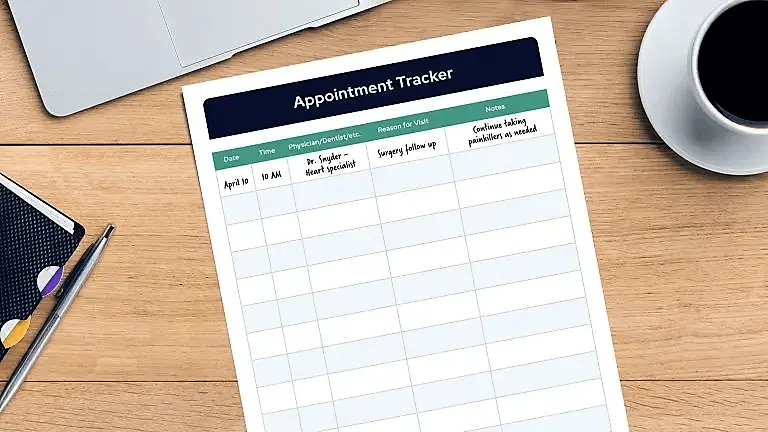 medical appointment tracker chart