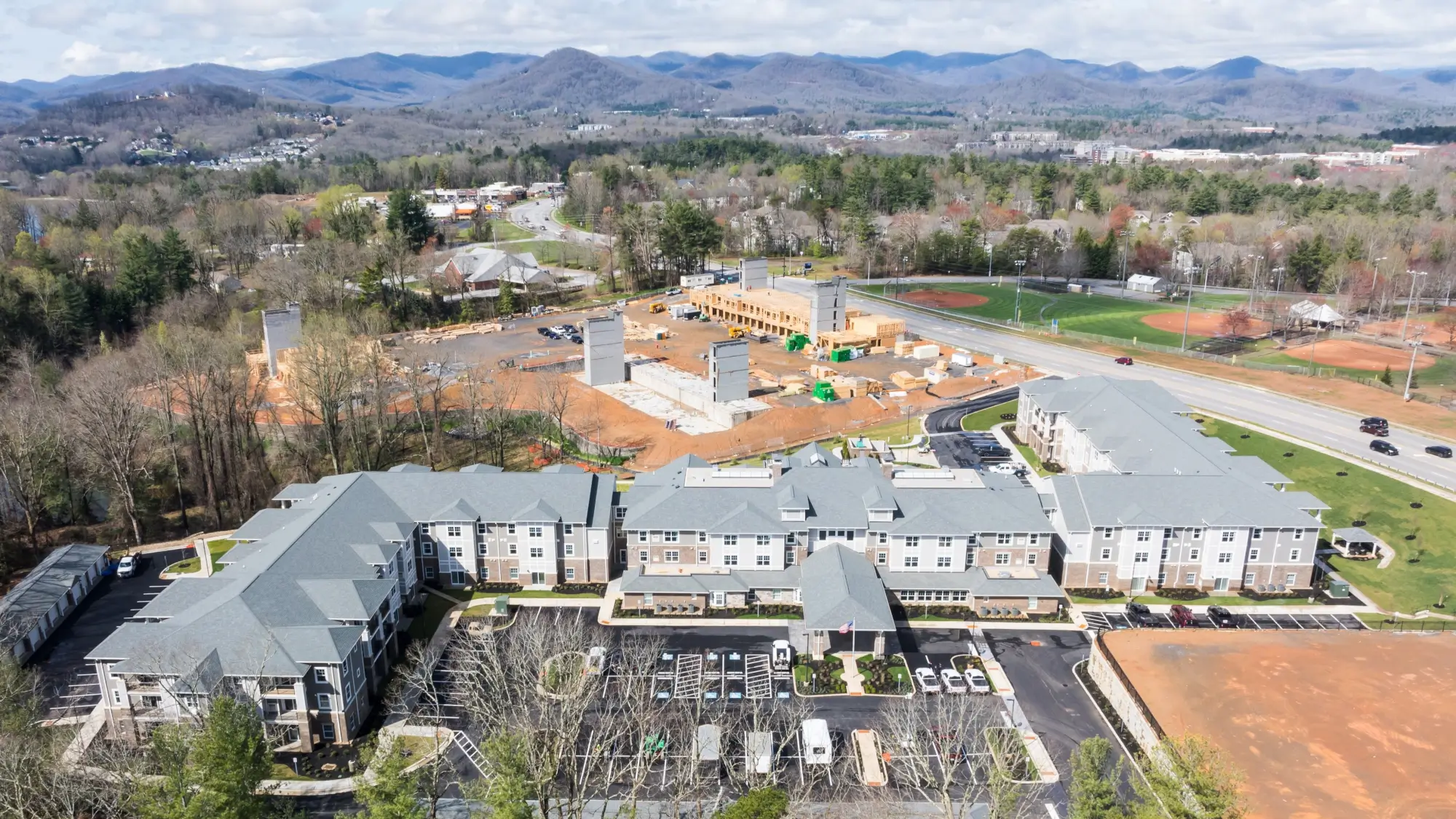 Aerial view of Julian Woods Retirement Community in Arden, North Carolina