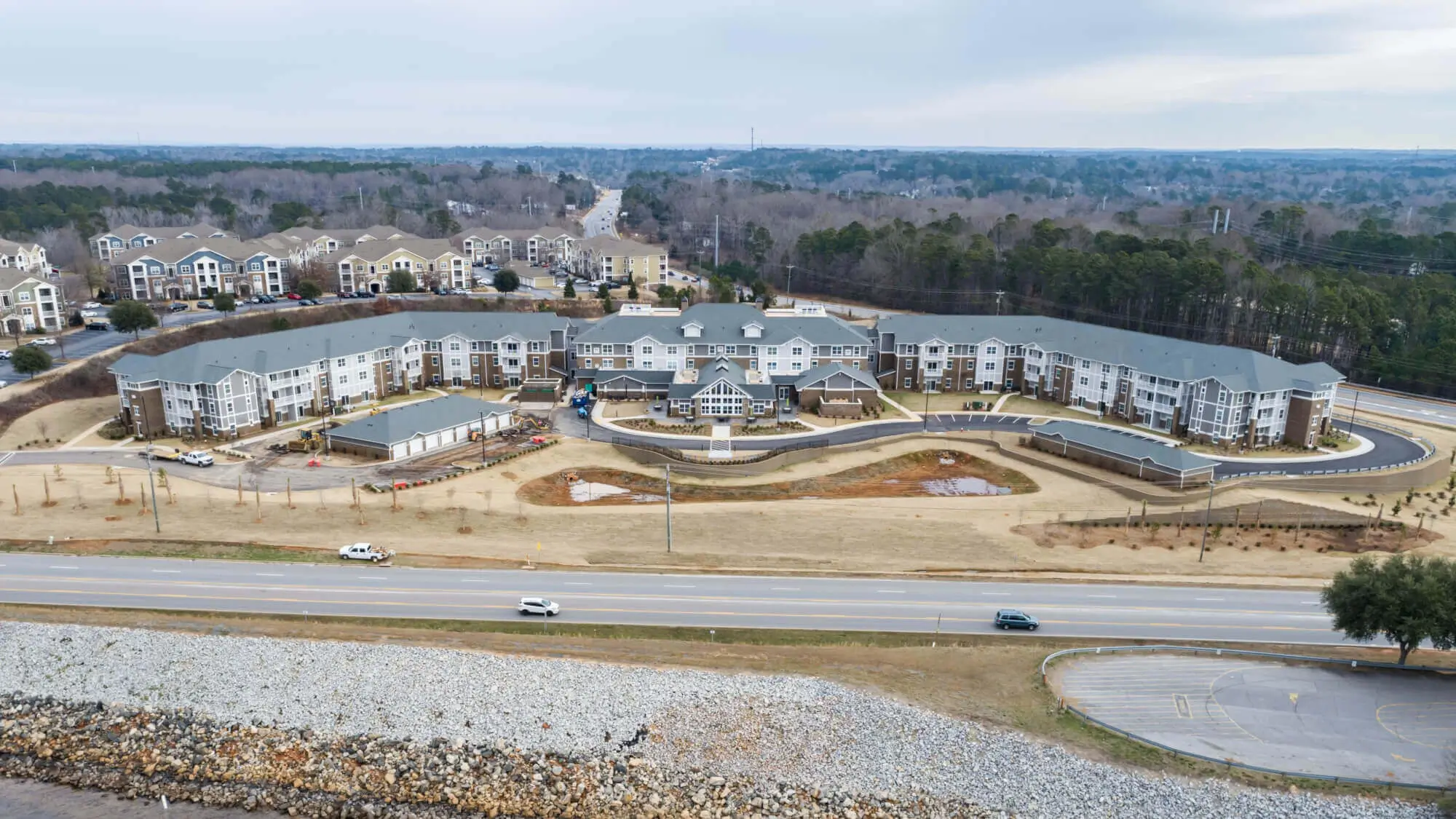 Aerial view of Lakeview Retirement Community in Columbia, South Carolina