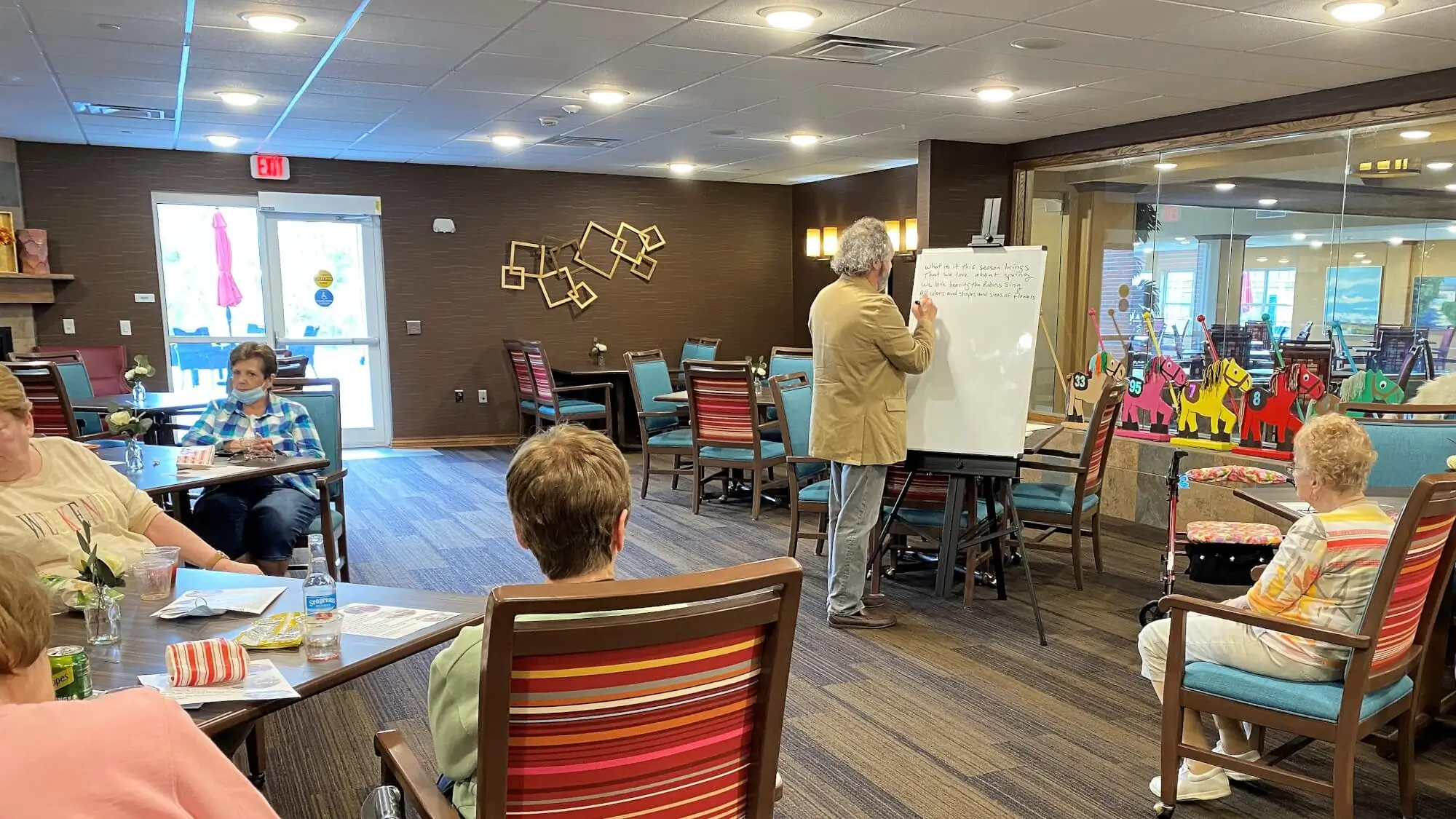 Writing and journaling can benefit mental health in a quiet and peaceful way. But what about poetry as a group? We think the same benefits apply, just in a less quiet way! Sherrill Hills (Knoxville, TN) residents invited poet John Conte to join them for happy hour and participated in a lesson on the art of poetry. The group got their creativity flowing by building off each other’s ideas and together constructed poems about spring and the things that make them smile.      Gnomes for Your Homes
