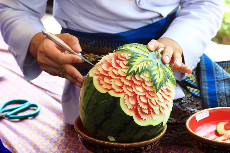 Thai Carving a Watermelon by Chef Kelly.